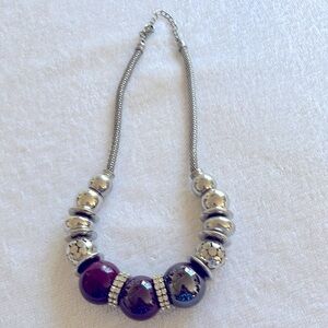 Purple and silver toned necklace